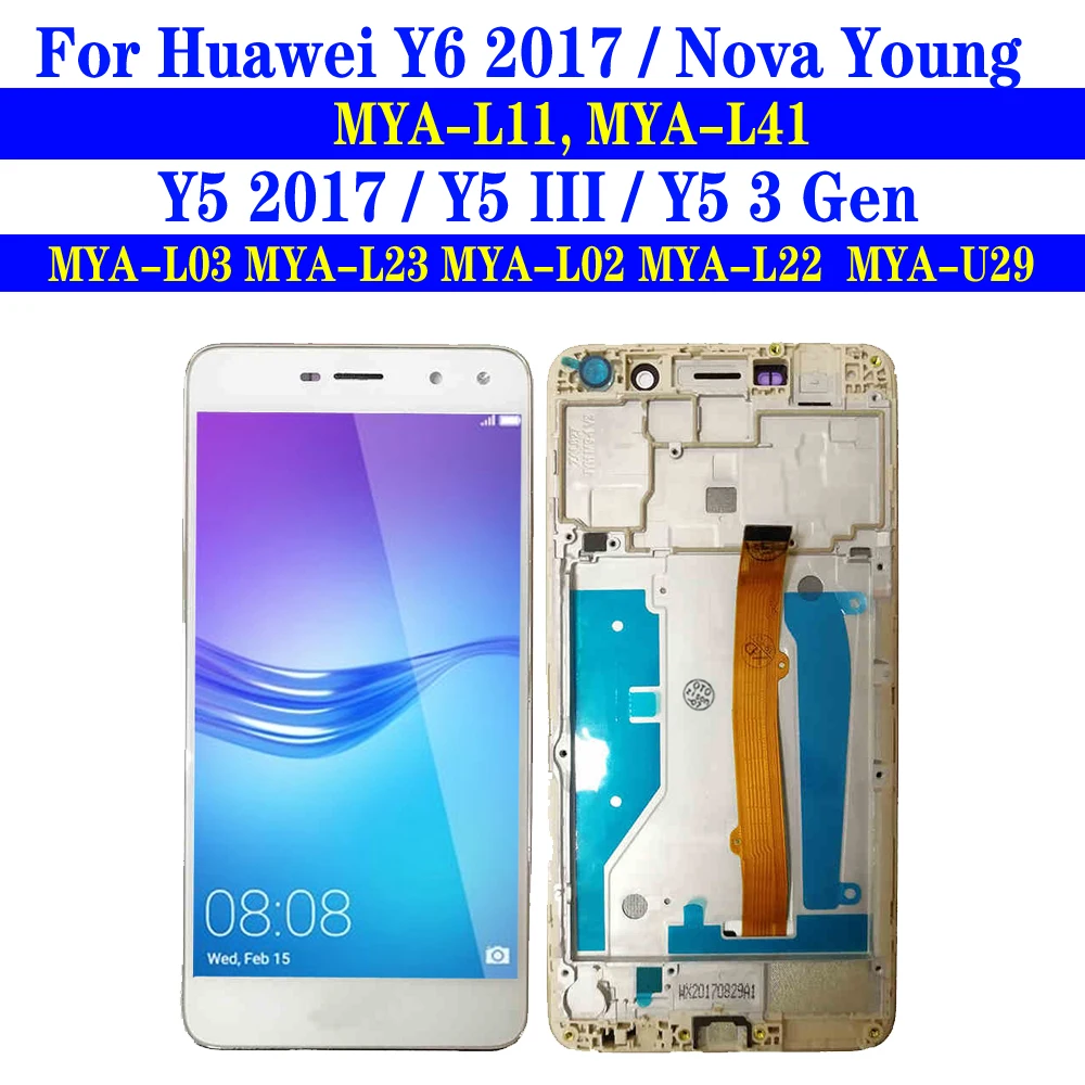ЖК-дисплей Y6 2017 с рамкой для Huawei Y5 2017 Y5 III, дисплей с сенсорным экраном и дигитайзером в сборе, искусственная фотография