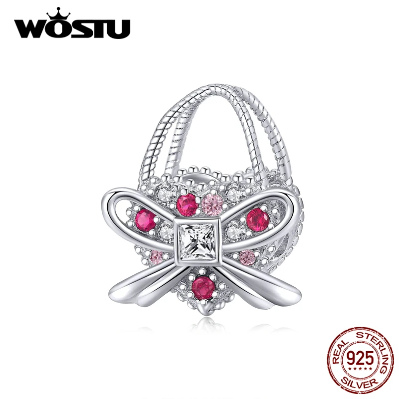 Подвеска для браслета из серебра 925 пробы с розовым цирконом|Бусины| |