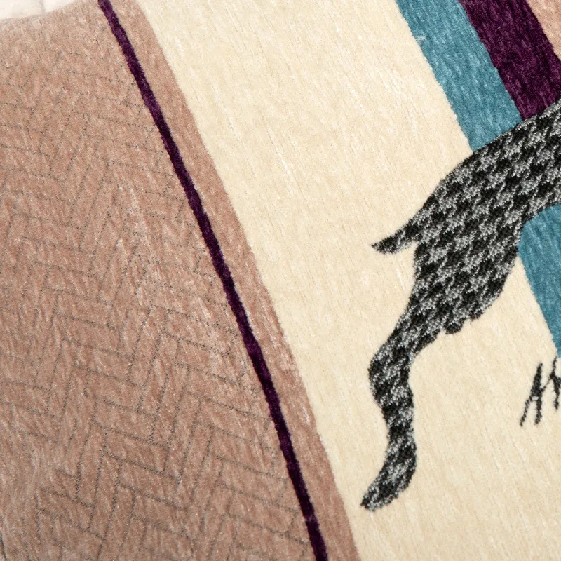 

Running Deer Embroidered Chenille Sofa Cushion Cover Home Living Room Bedroom Decor Throw Pillow Case