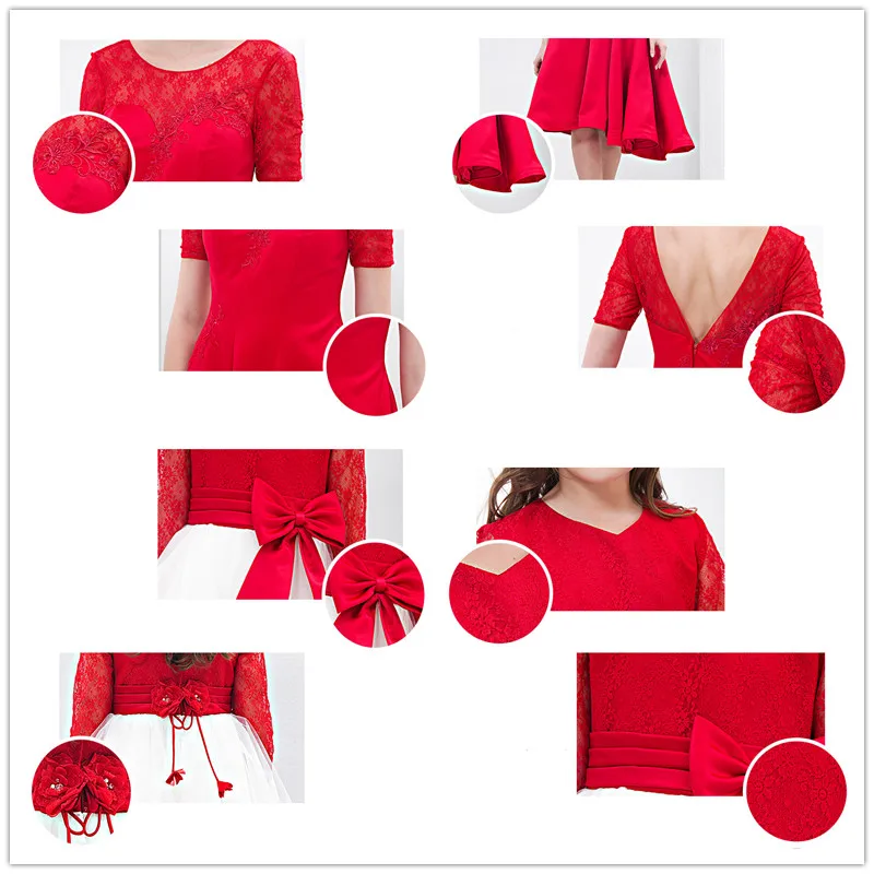 

Skyyue Patchwork A-Line Elegant Prom Dress FB135 For Mother And Daughter Lace Knee-Length Vestido De Gala Parent Child Wear 2020