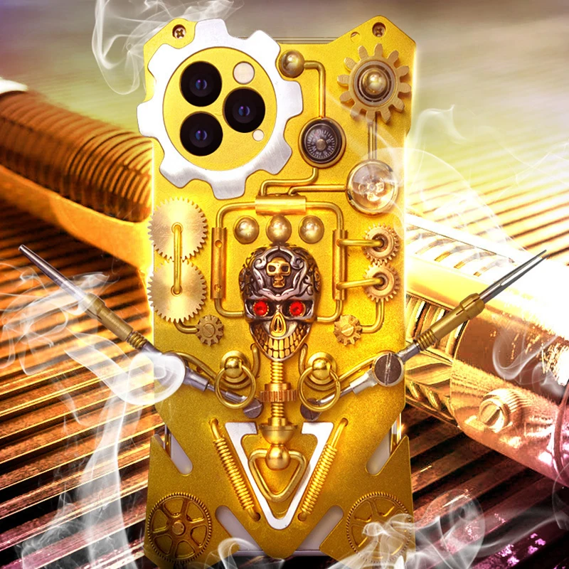 

Роскошный бронированный металлический алюминиевый чехол для телефона IPhone 12 11 Pro Max Mini XS 8 7 6 Plus, чехол с механическим механизмом, полностью ру...