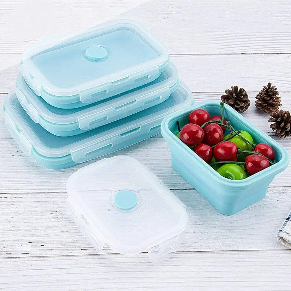 

Silicone Food Storage Container With Lids Silicone Lunch Box Microwaveable Fridge Freezer Dishwasher Safe BPA free