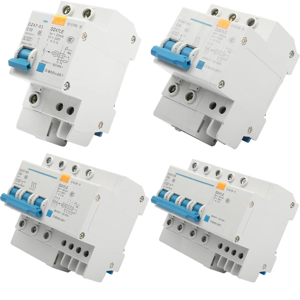 DPNL DZ47LE-63 1P+ N 2P 3P+ N 4P 20A 230 В 50 Гц 60 гц автоматический выключатель с защитой от перегрузки по току и утечки RCBO