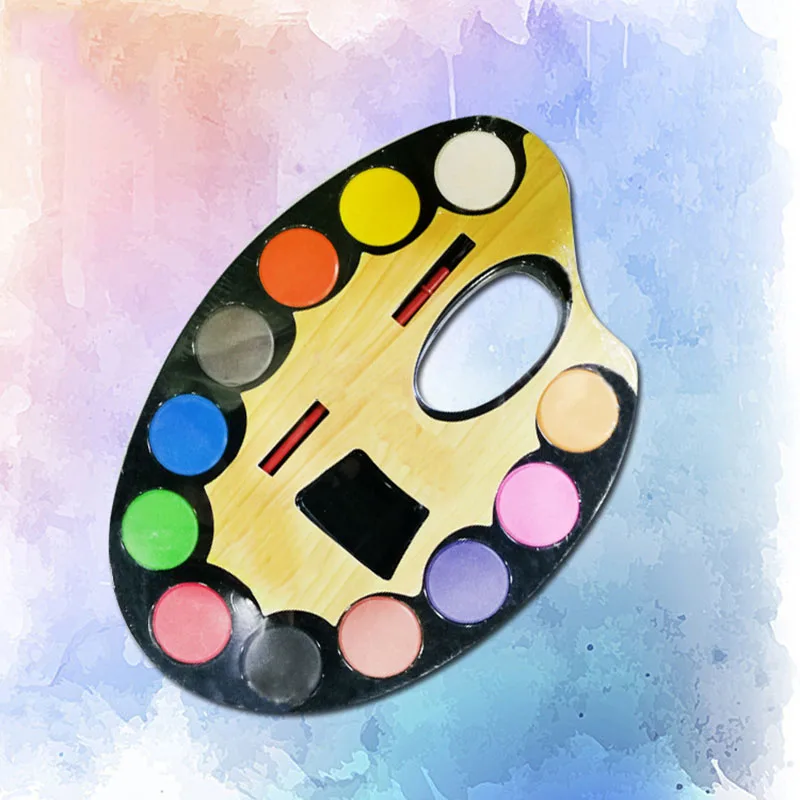 Однотонная Акварельная краска 12 видов цветов коробка для краски с кистью яркие