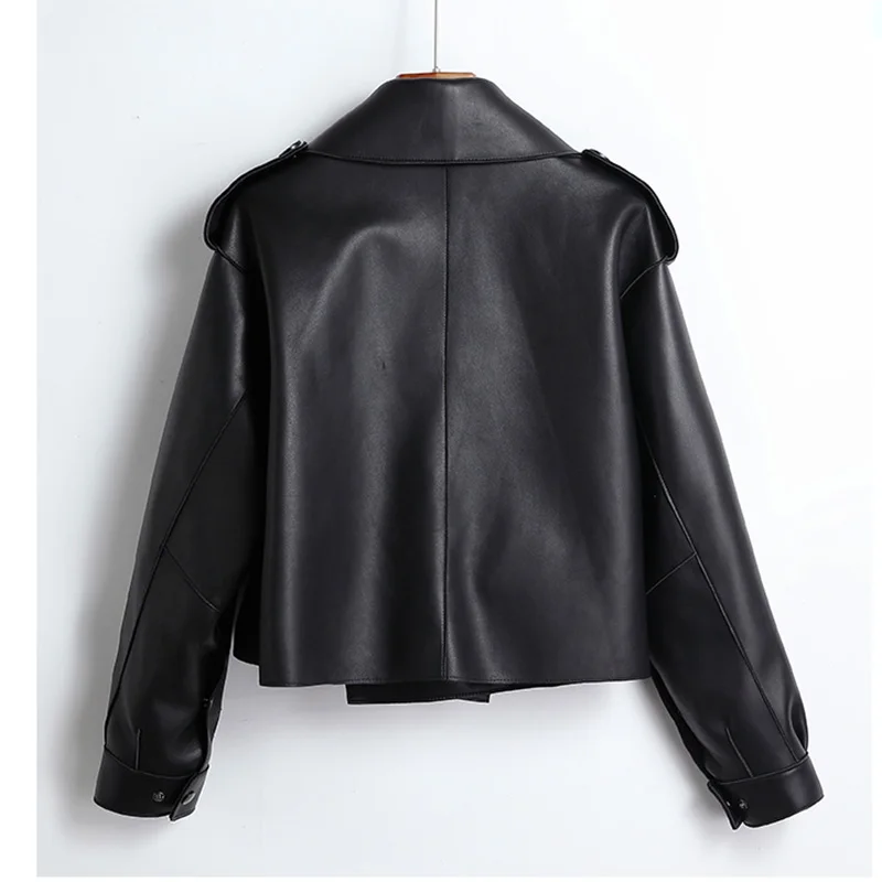 Куртка женская короткая из натуральной овечьей кожи модный пиджак свободного