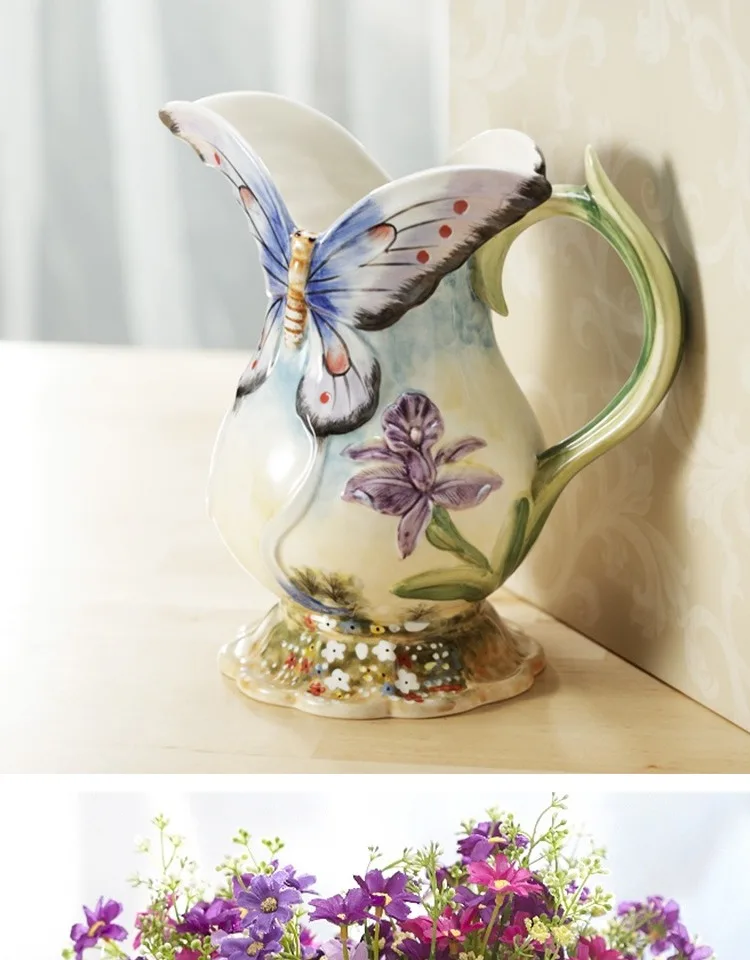 

Ceramic vase ornaments gardens European Pastoral style flowers butterfly vases simple milk jar vase