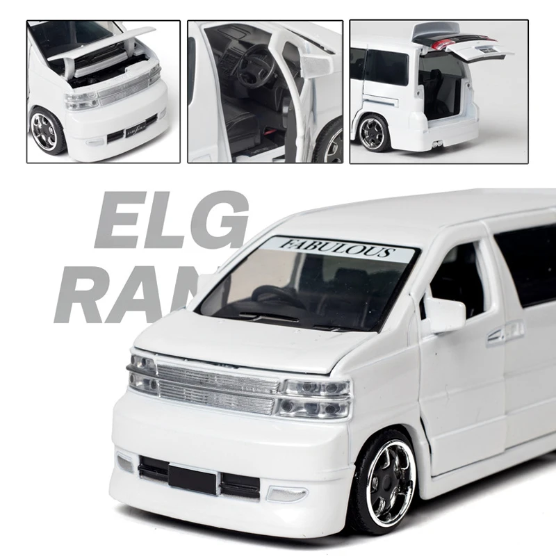 

HOBEKARS 1:32 Diecast Car ELGRAND MVP Modified Model Toy Vehicles Metal Alloy Car With Light And Sound For Collection Kids Toys