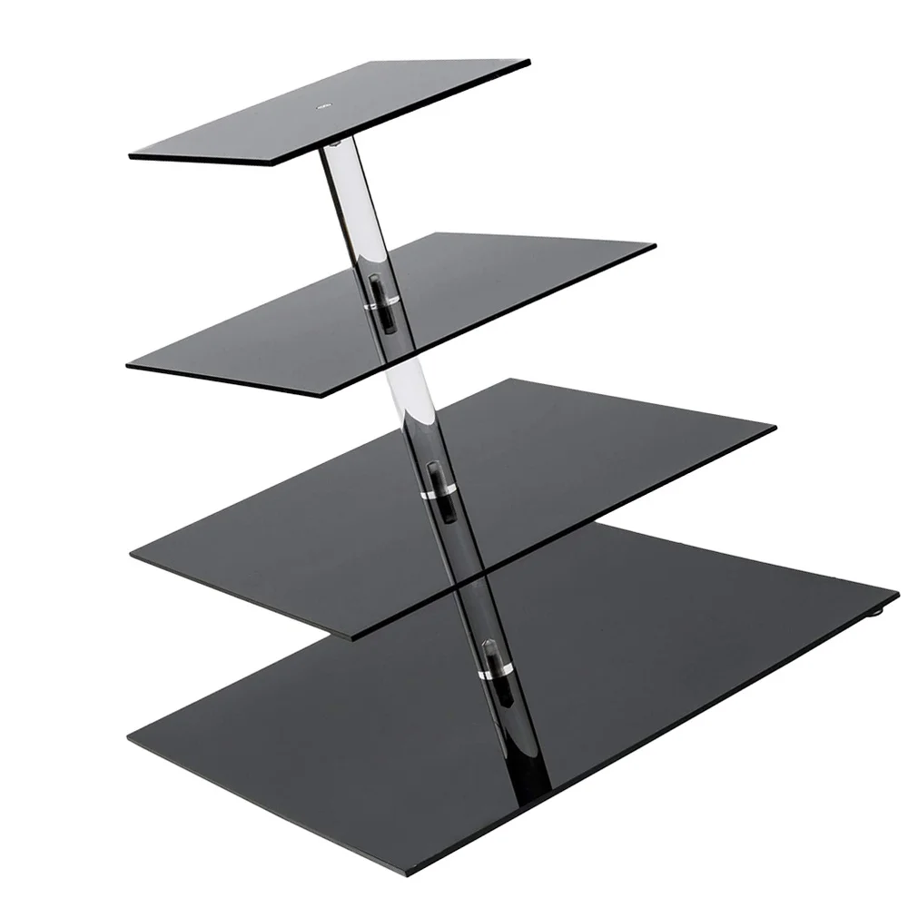 

4 Layers Square Acrylic Cake Stand Cupcake Holder Shelf Stackable Detachable Wedding Birthday Party Cup Cake Display Holder