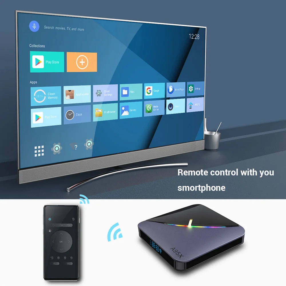 A95X F3 Air RGB светильник Smart tv Box Android 9 0 Amlogic S905X3 4 Гб 64 Wifi 4K медиаплеер 2 16 телеприставка |