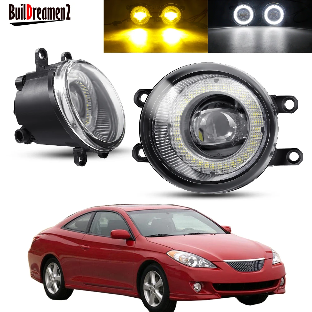 

2 х Ангел глаз туман светильник в сборе для Toyota Solara 2007 2008 передний бампер автомобиля светодиодный объектив противотуманные фары DRL дневная х...
