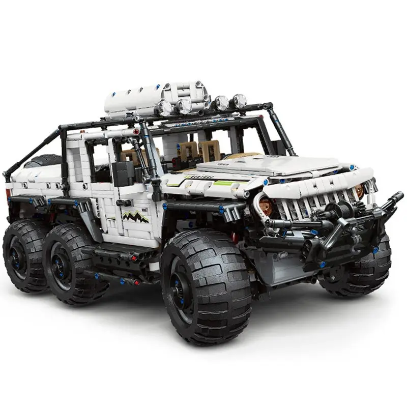 Модель строительных блоков белый внедорожник 6x6 с пультом дистанционного