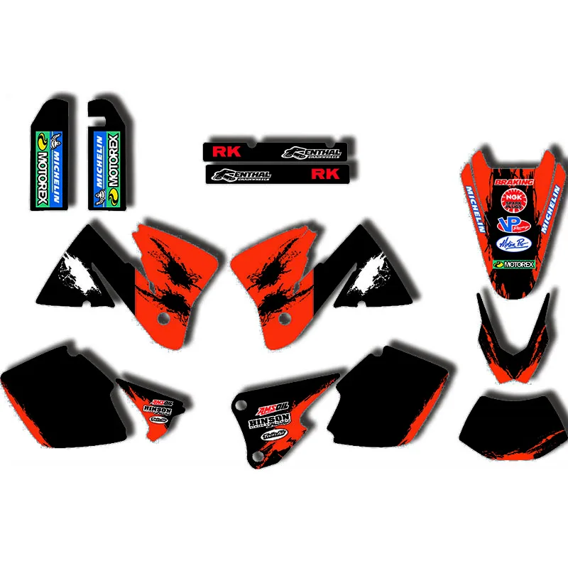 

Новая команда мотоциклов, графический фон, наклейка и набор наклеек для KTM EXC 2001-2002