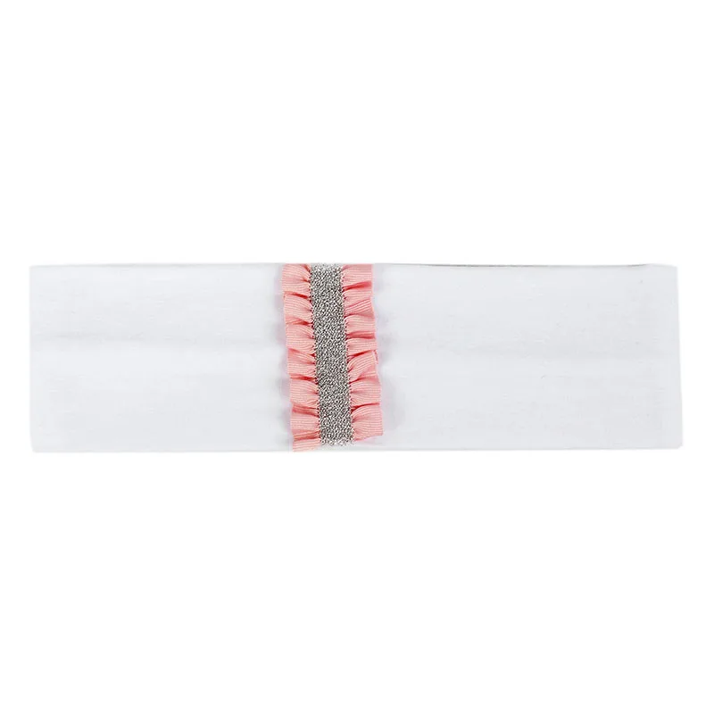 pink white Geebro/Детские Серебристые полосатые эластичные хлопковые повязки для волос, милые детские одноцветные тюрбаны для девочек и мальчиков, аксессуары для волос - Цвет: pink white