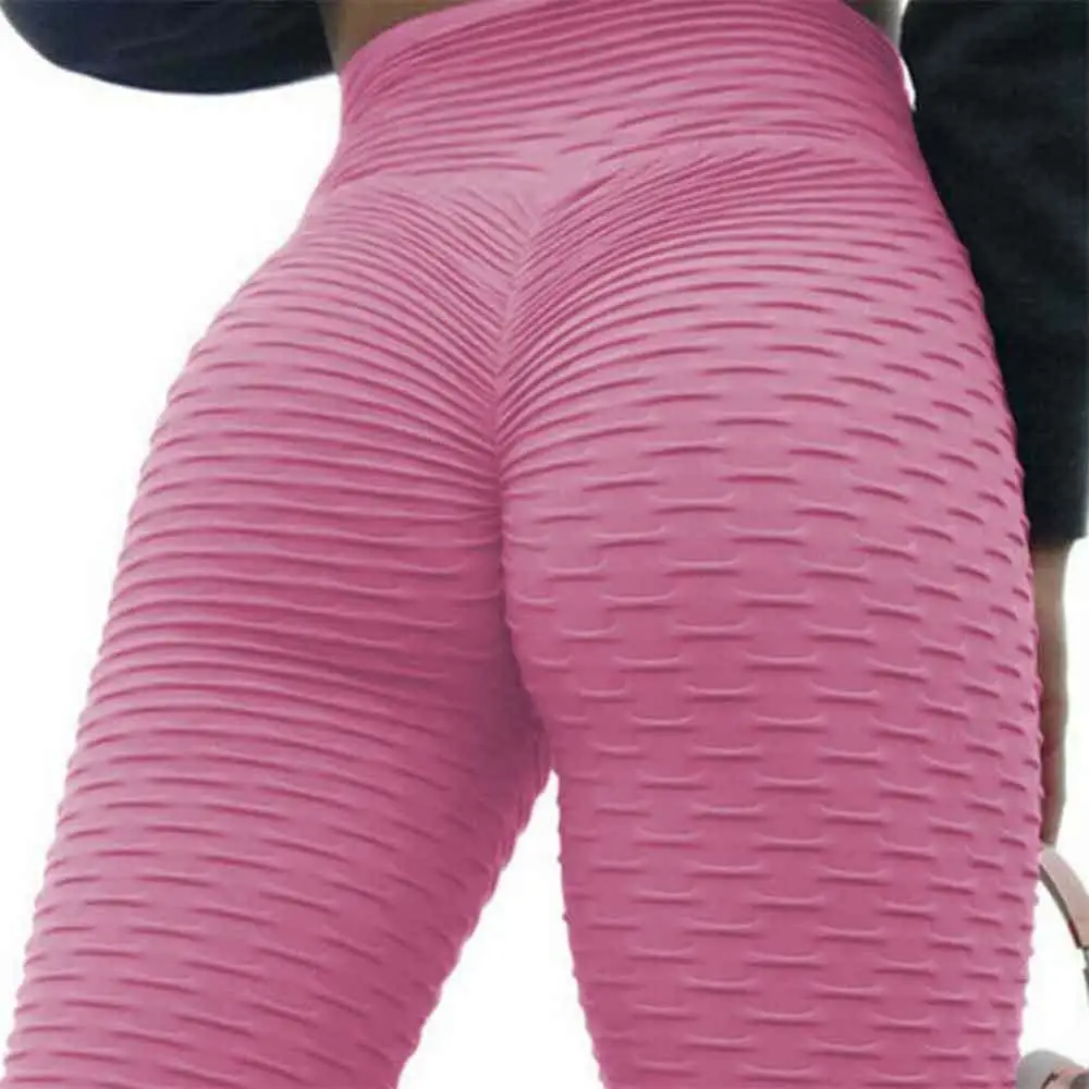 Pink JGS1996 штаны для йоги фитнес спортивные Леггинсы жаккардовые спортивные леггинсы женские брюки для бега Высокая талия для йоги облегающие спортивные брюки - Цвет: Pink