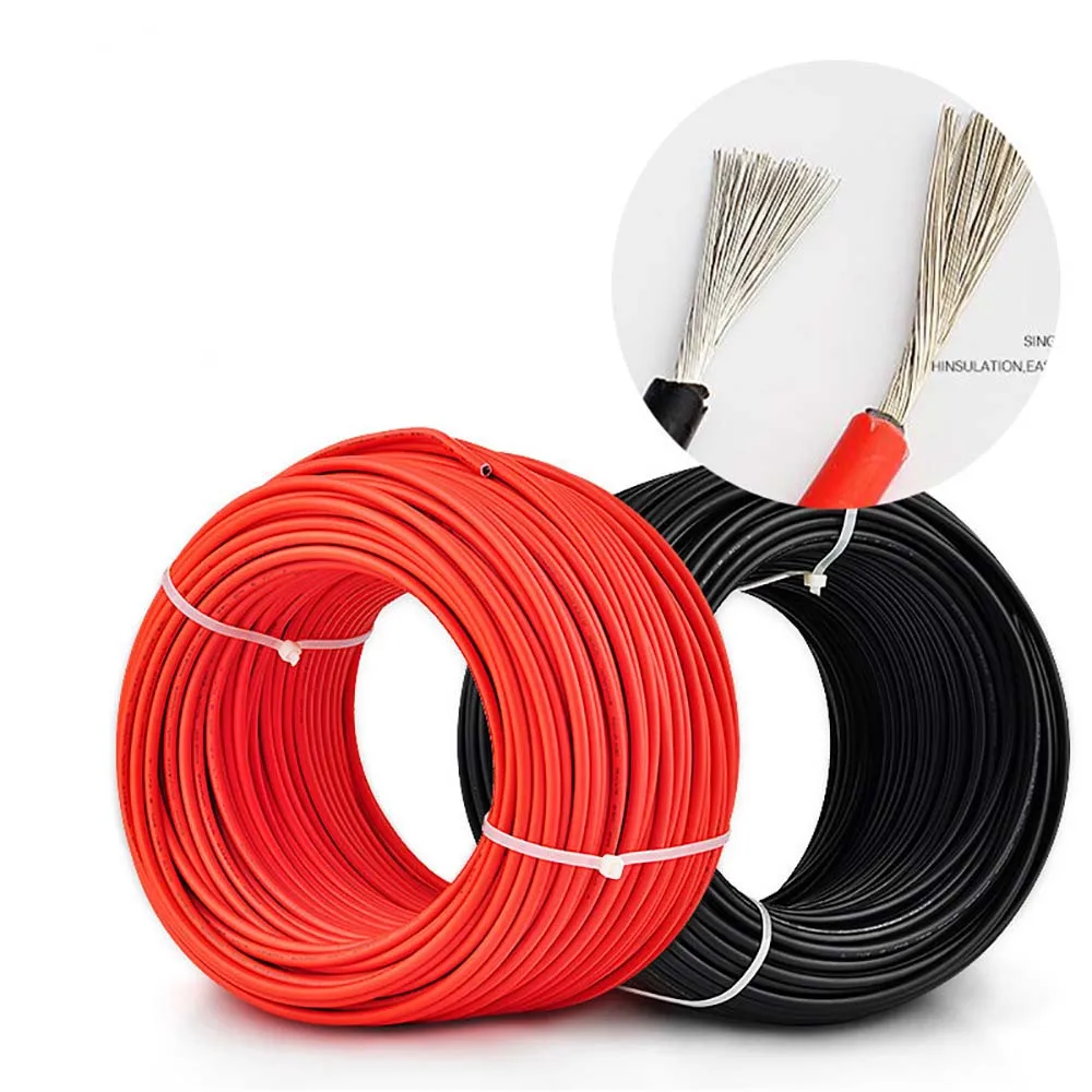 20m 2.5-6mm2 solar cable red or black PV cable wire copper conductor XLPE sheath TUV certification EU USA