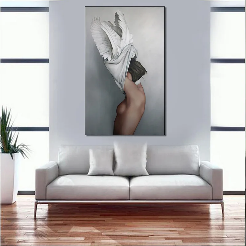 

Sexy Woman Wall Art for Living Room, Naked Girl Canvas Painting Poster Canvas Wall Art for Bedroom Hallway, Unframed