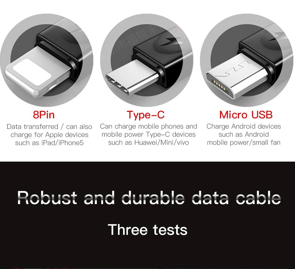ACCEZZ 3 в 1 USB зарядное устройство кабель для передачи данных 3A Быстрая зарядка для iPhone 7 8 6 X XS XR samsung Xiaomi huawei прочный кабель для мобильного телефона