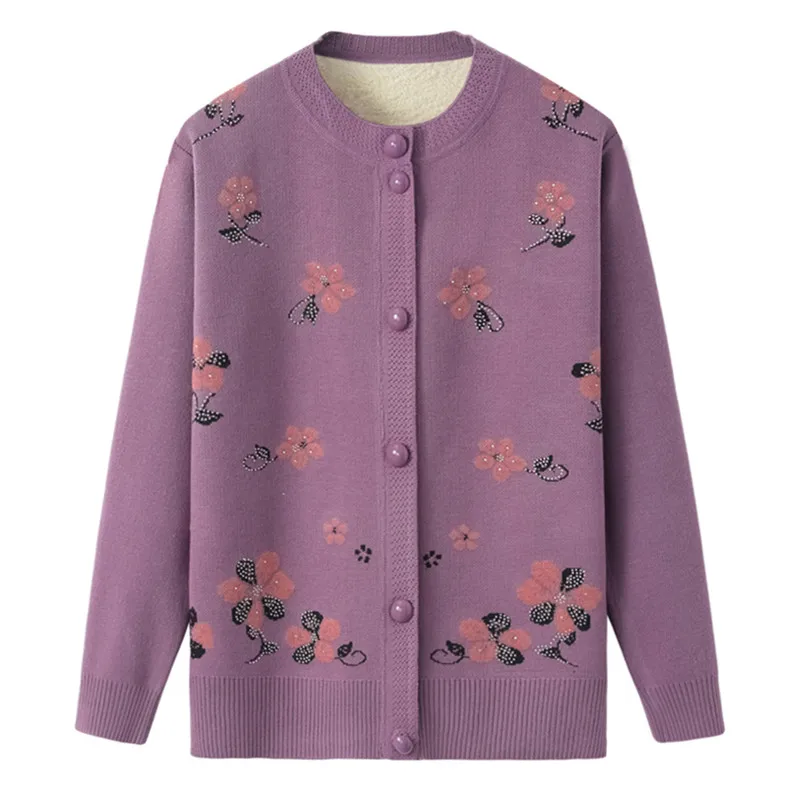 Женский свободный свитер UHYTGF Повседневный Кардиган с круглым вырезом и бусинами