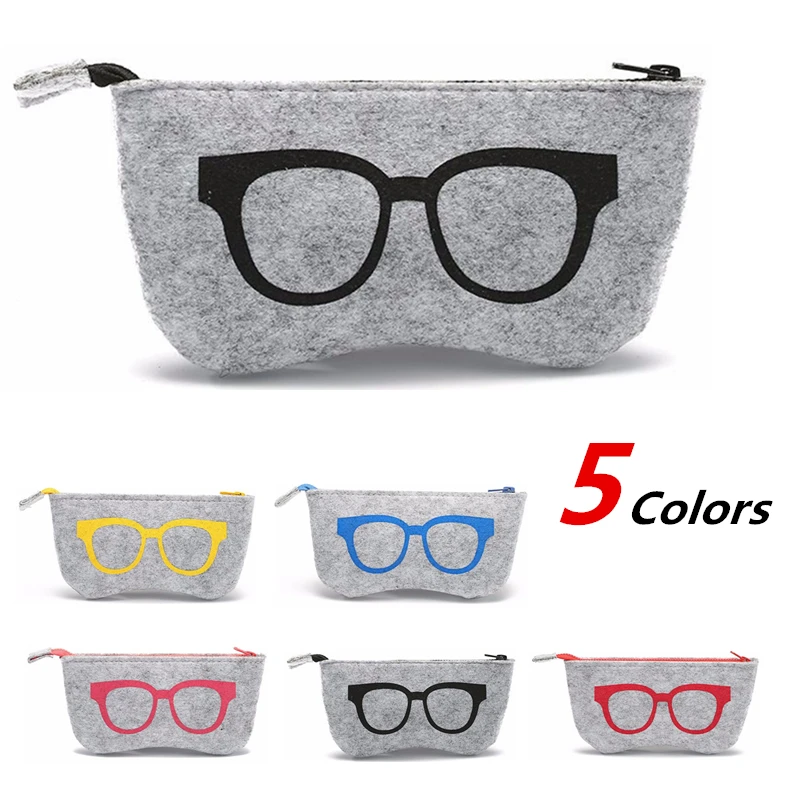 

5 Colors Unisex Sunglasses Pouch Personality Portable Cosmetic Felt Glasses Bag Case Box Soft Wool Zipper Soleil Protector