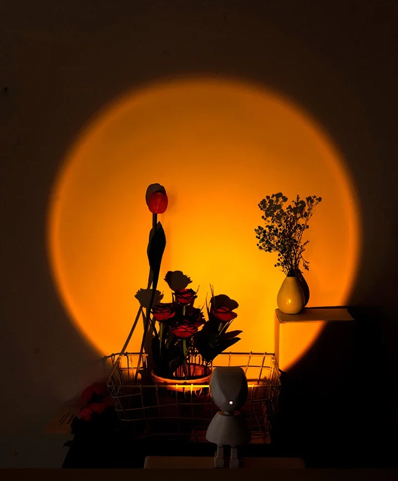 

USB Robot Atmosphere Light Sunset Lamp Stepless Dimming Projector Night Lamp Network Red Selfie Light For Wall Decoration