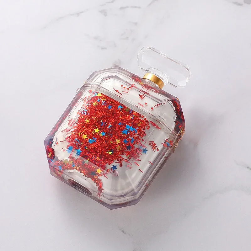 Для Apple AirPods чехол флакон духов беспроводной Bluetooth чехол для гарнитуры роскошный зыбучий песок прозрачный силиконовый наушник чехол coque