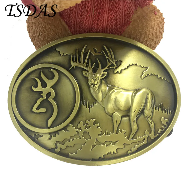 Ковбойские пряжки для ремня металлические 3D модели оленя бронзовые цвета