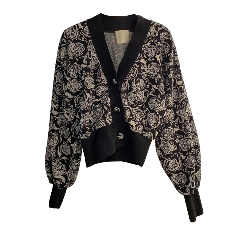 

Women Knitted Cardigans Sweater Fashion Autumn Long Sleeve Loose Coat Casual Button Thick V Neck Solid Female Tops 2021 Y220