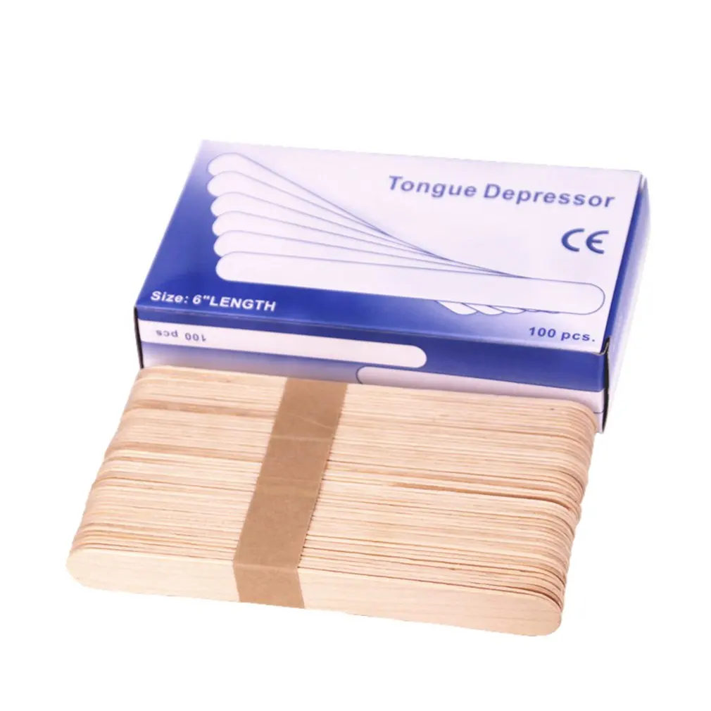 

Деревянный депрессор для языка 100 шт., одноразовые бамбуковые палочки для воск для депиляции, медицинский инструмент для красоты