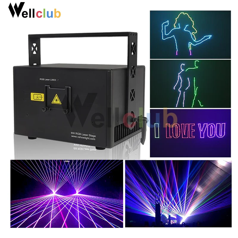 1 Вт, 3W, 6 Вт, сценический лазерный светильник, анимация, RGB, DJ, лазерное шоу, полноцветный лазерный проектор, сценический светильник, для дискотеки, рождественского концерта