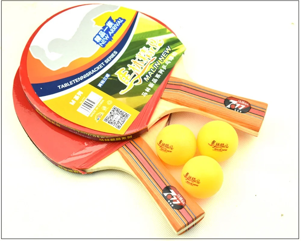 Настольная ракетка для тенниса с длинной и короткой ручкой Резиновая двойным
