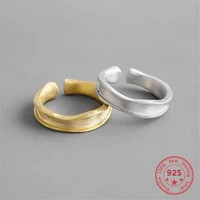 unique 925 sterling silver ring with irregular concave and convex surface matte drawline fashion and simple personality jewelry