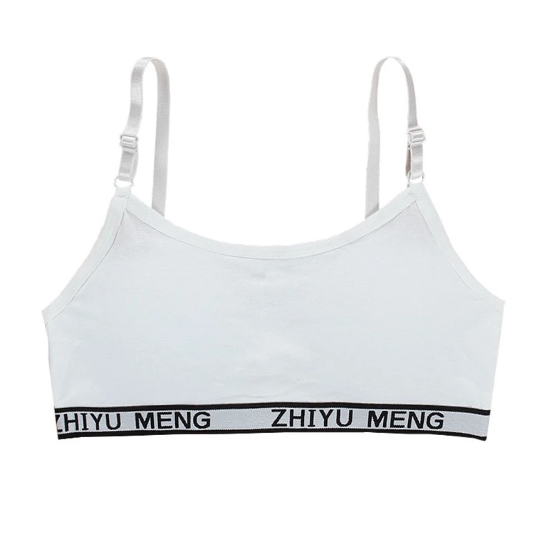 

J2FF Teenage Girls' Training Bra - Cotton Underwear Seamless Cami Crop Bralette 5 Colors with Letters