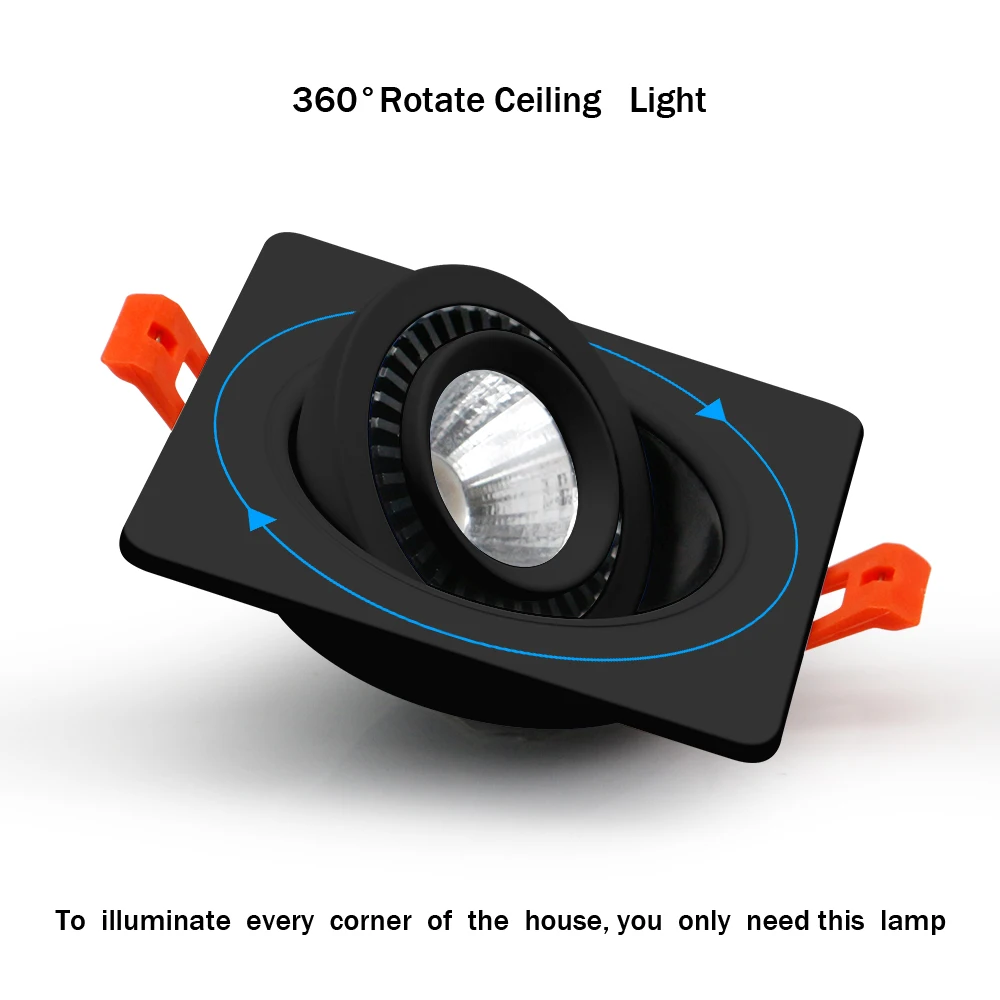 Lámpara LED regulable de rotación de 360 grados, foco de techo ajustable, lámpara empotrada, accesorios de iluminación para el hogar