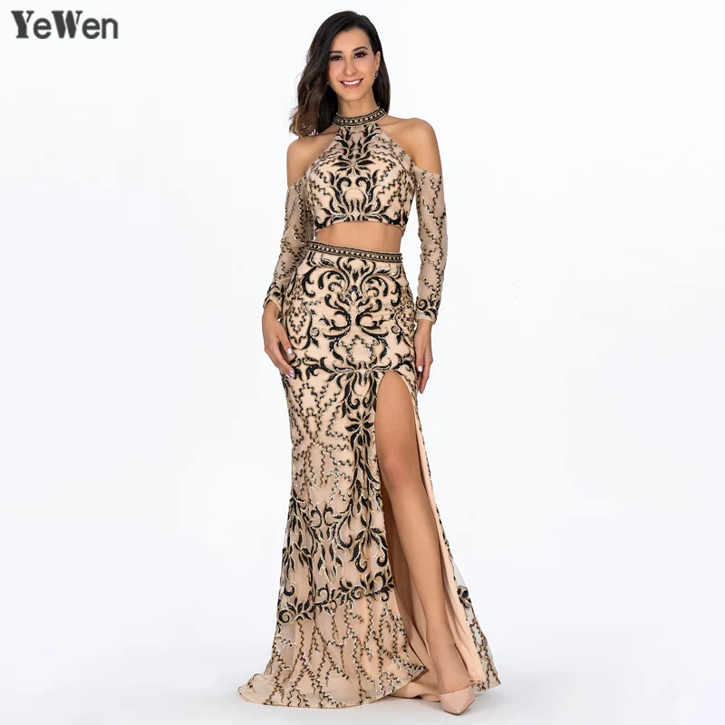 Женские вечерние платья с высоким разрезом Длинные Сексуальные Платья v образным