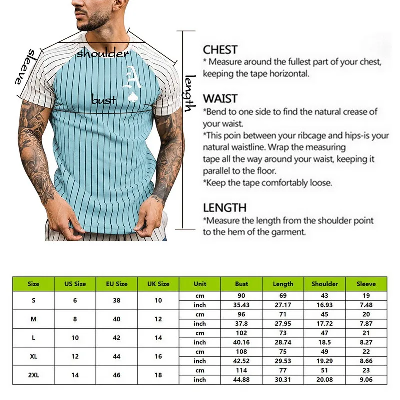 

T Shirt for Men Stripped Tshirt Summer Men Clothing Streetwear Round Neck Shirt Fashion Poker Print Short Sleeve T-shirts Tops