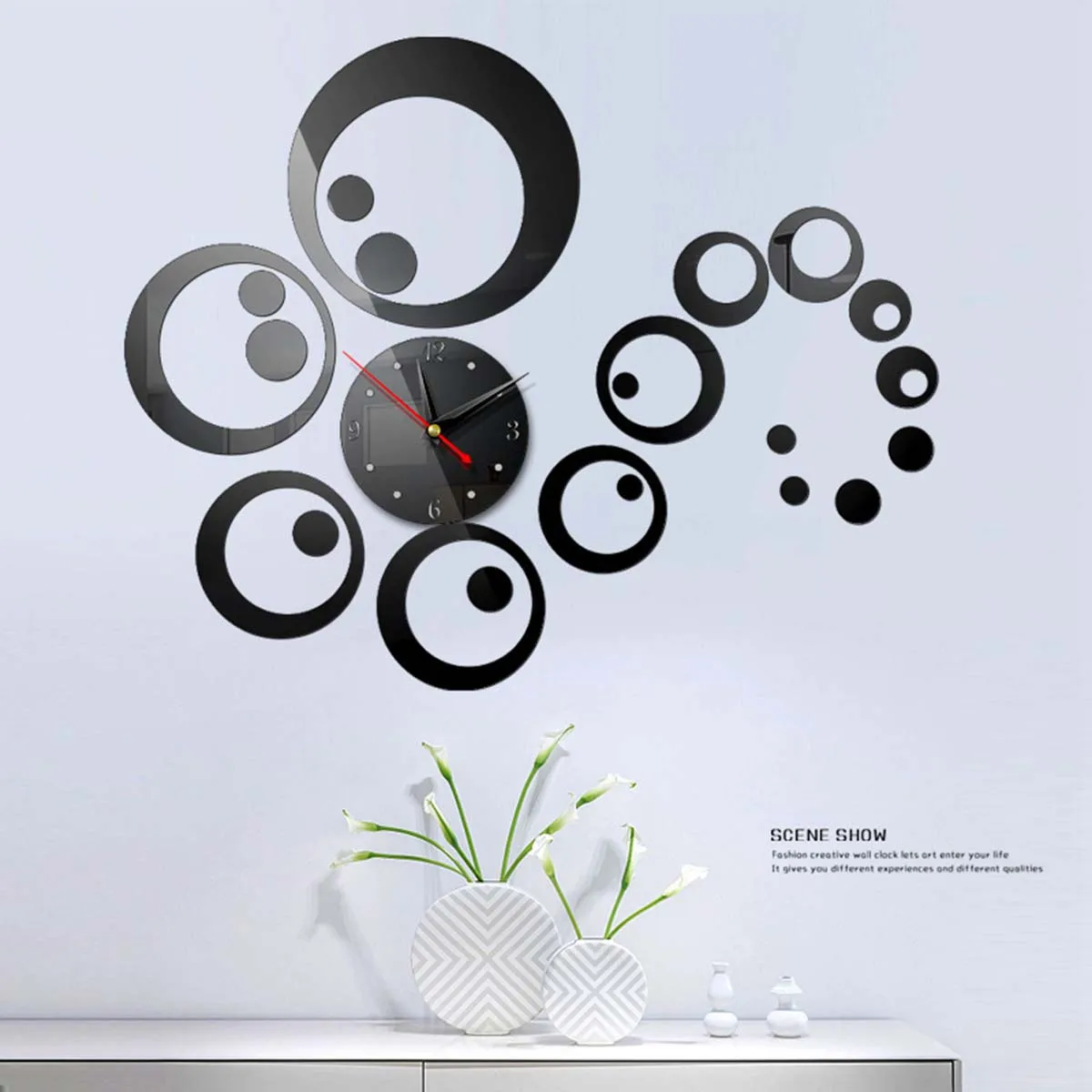 

Creative 3D Acrylic Wall Sticker Household Living Room Office Mirror Mute Decorative Wall Sticker Clock
