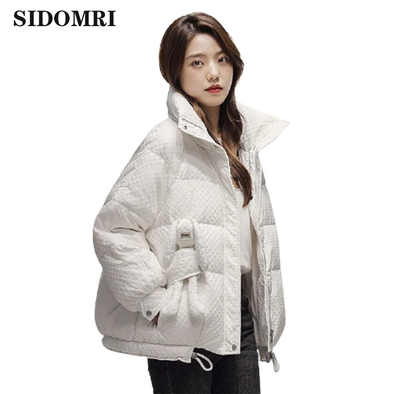 White duck down jacket women 2021 new short loose fashion rabbit stand-up collar winter jacket lovely lady girls warm daily coat