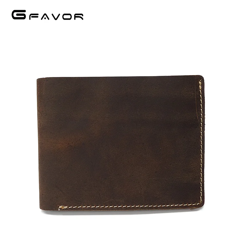 

Retro leisure crazy horse leather vintage men's carteira bifold durable vintage genuine cowhide leather wallet