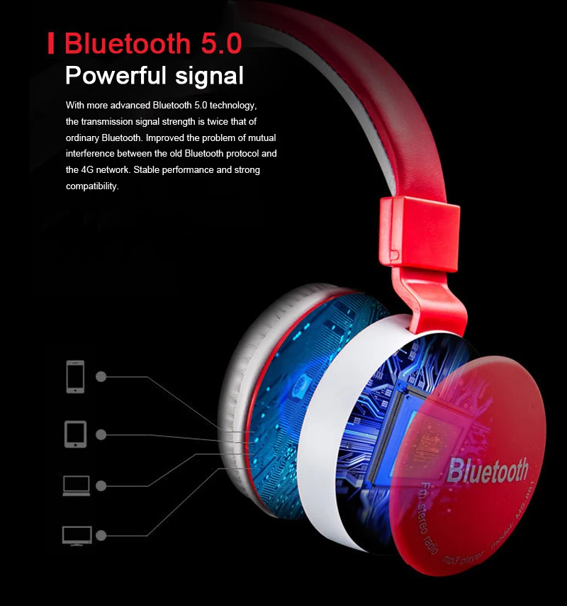 Накладные басы, стерео Bluetooth наушники, беспроводная гарнитура, AUX Micro SD карта, воспроизведение с микрофоном для iPhone, Xiaomi, samsung, PC