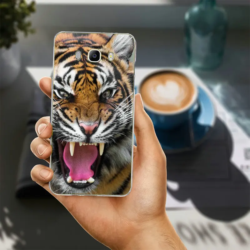 Чехлы для телефонов в полоску с изображением животных тигра белого цвета Samsung Galaxy