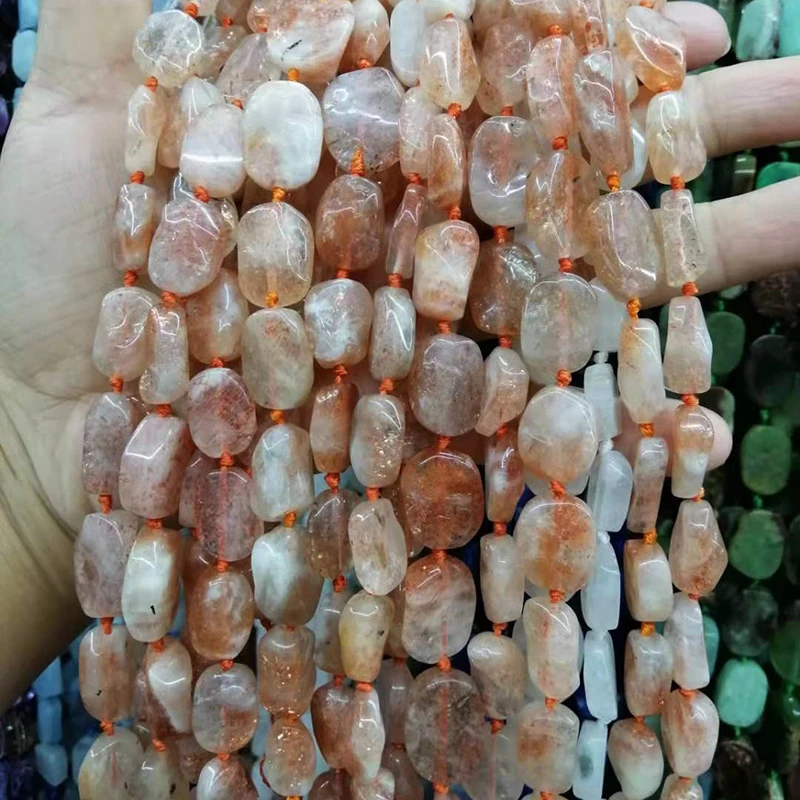 Натуральный с золотистыми крапинками sunstone нерегулярные каменные бусины для