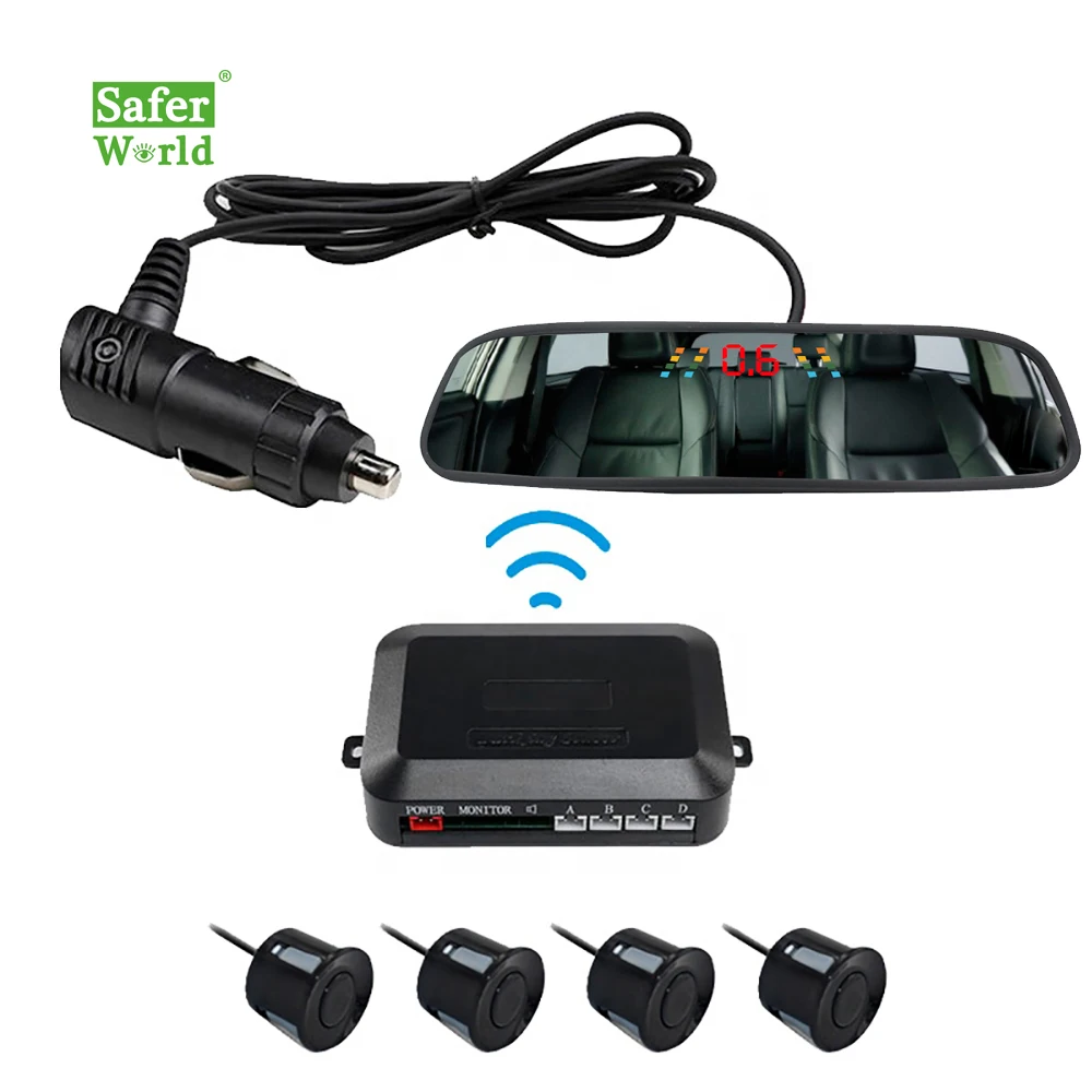 LCD Rear View Mirror Display Buzzer Alarm Front Side Wireless Connection Parking Sensor Radar Kit For 12V Cars | Автомобили и