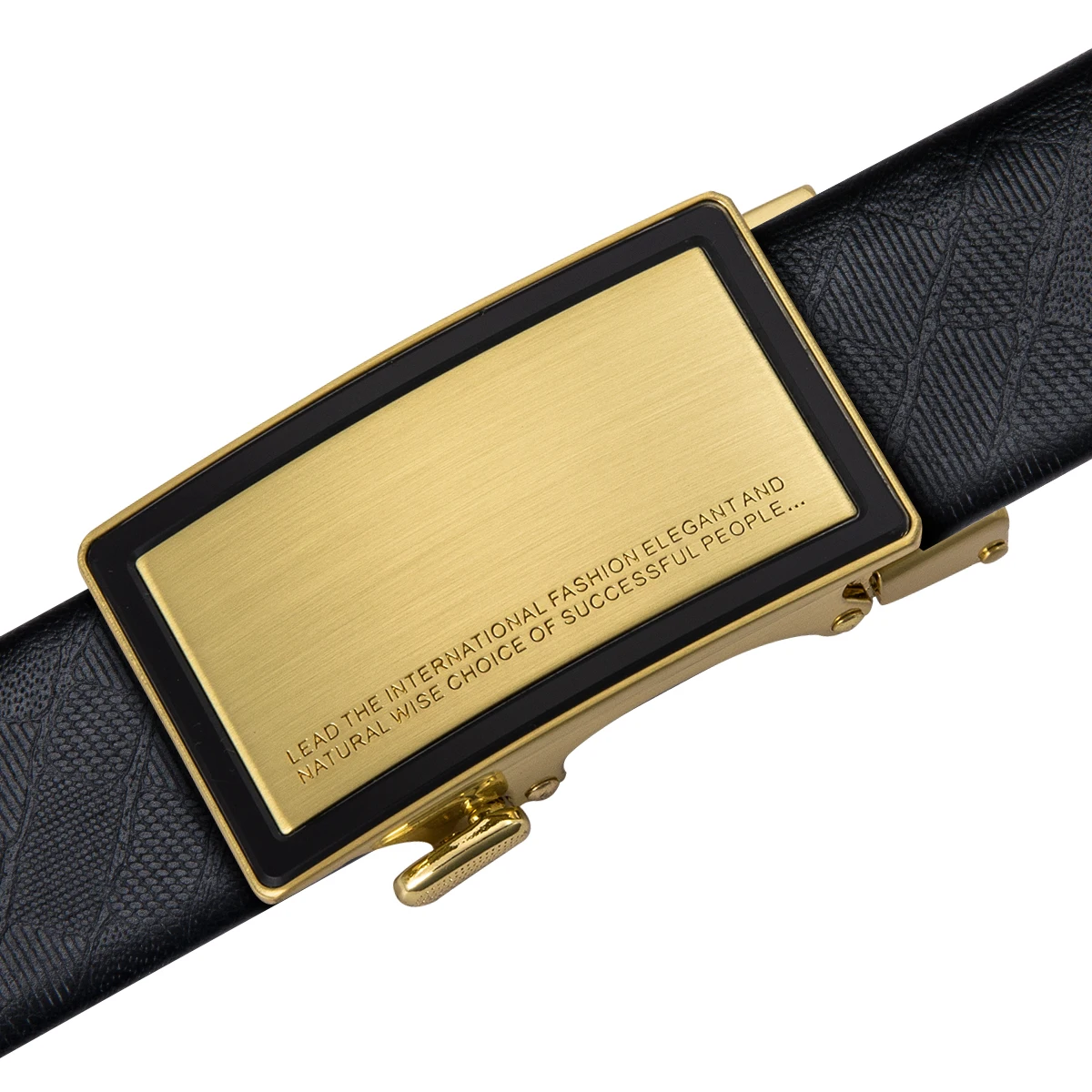 Мужской ремень из 100% натуральной воловьей кожи черный кожаный Золотая