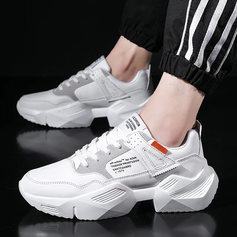 Мужские кроссовки из сетчатого материала белые дышащего повседневная обувь для