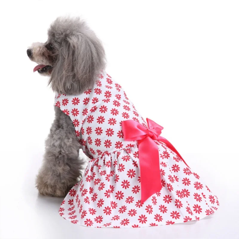 

Small Pet Dog Floral Wedding Tutu Dress Princess Lace Bow Skirt Apparel Clothes