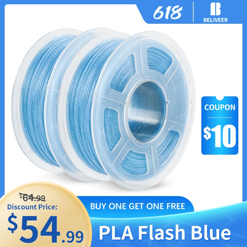

PLA 2KG Flash Blue 1.75mm Shining Twinkling filament 2KG 2 spools impressora for 3D Printer printing