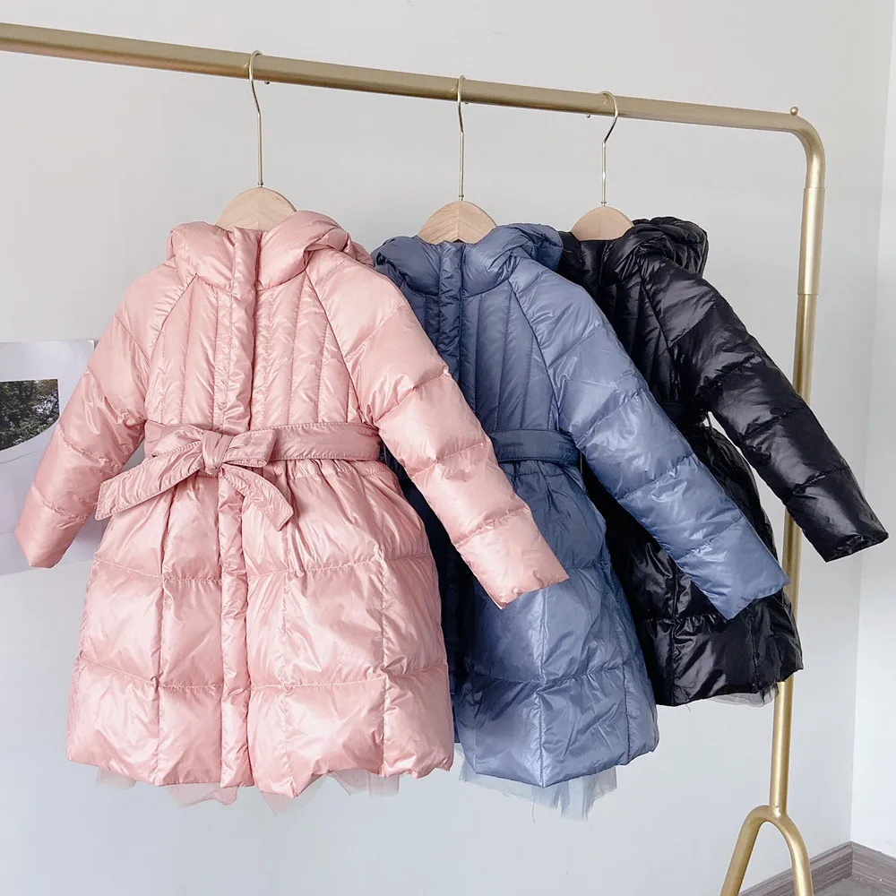 

Зимнее пальто на утином пуху с капюшоном для девочек 3-10 лет