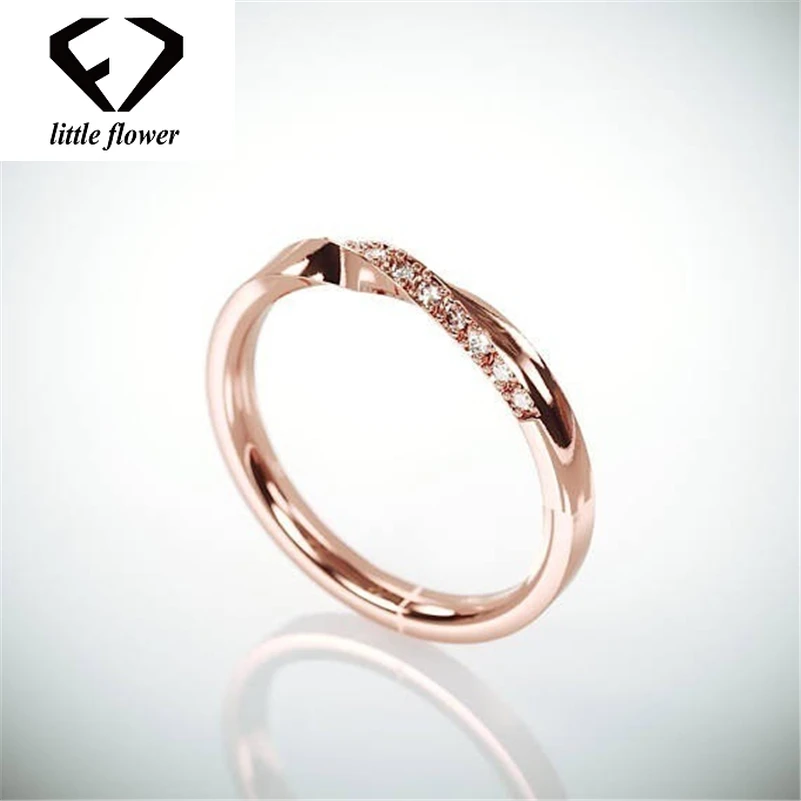 14K покрыто розовым золотом однорядные кольцо с бриллиантом Мода Anillos De Bizuteria