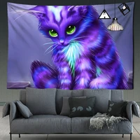 cartoon wall hanging animal tapestry purple cat pattern home decoration bedroom wall covering