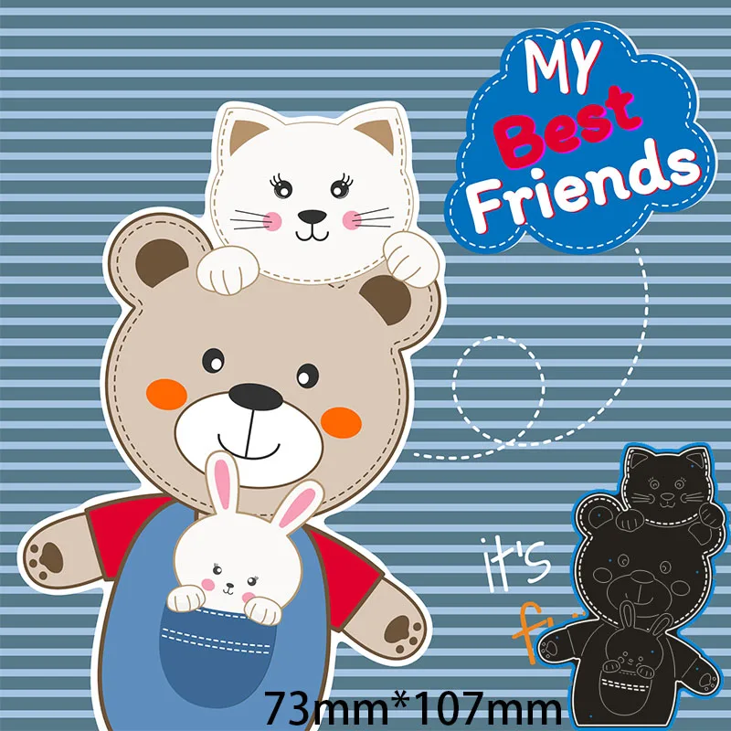 

Пресс-формы маленький медведь и котенок кролик металлические и штампы трафарет для «сделай сам» Скрапбукинг Фотоальбом Тиснение бумажная ...